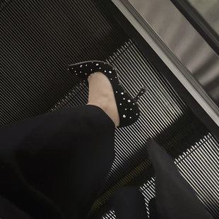 9CM麂皮手工定制高跟鞋 高级满钻尖头V口单鞋 番番番 fanfanfant