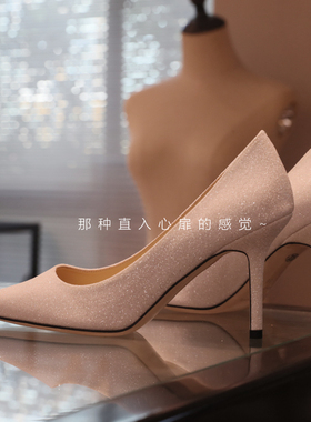 FANFANFANT_LOVE85版型正 高级白细闪婚鞋 尖头细跟舒适高跟鞋