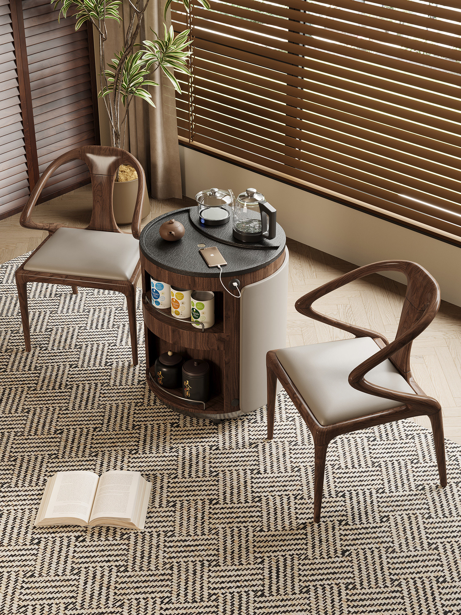 移动阳台小茶车简约火烧石茶几沙发边几小户型新中古风木泡茶台,住宅家具,家用茶台/茶桌,淘宝优惠券,粉丝福利购,淘宝优惠卷