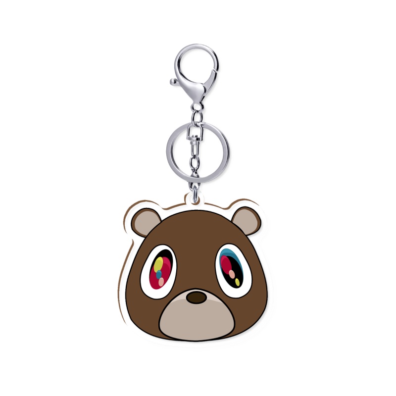 kanye west 辍学熊 大头 5cm透明钥匙扣龙虾扣