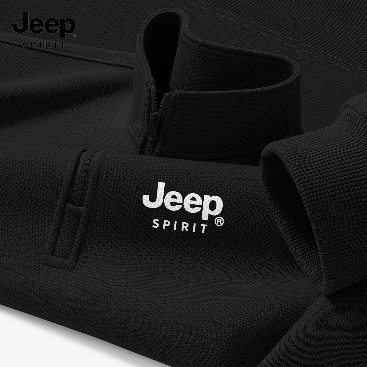 JEEP吉普卫衣男款2026新款大码半拉链百搭长袖男运动休闲男装上衣