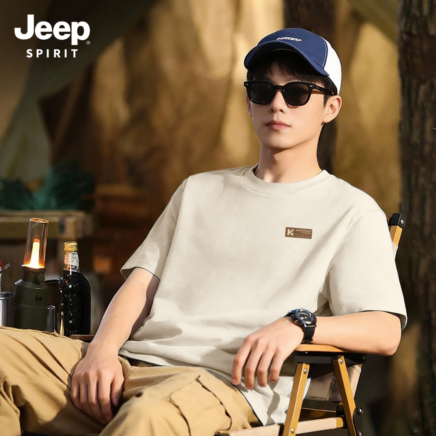 JEEP吉普男士夏季短袖2026新款宽松纯棉t恤男款大码百搭男装上衣