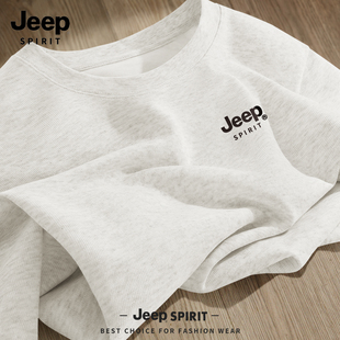 JEEP吉普短袖男款夏季宽松高级感纯棉白色t恤男大码百搭男装上衣
