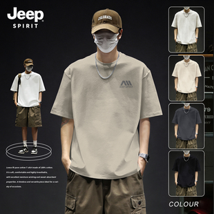 JEEP吉普男士短袖t恤2026新款夏季纯棉半袖男款潮流高级感上衣男X