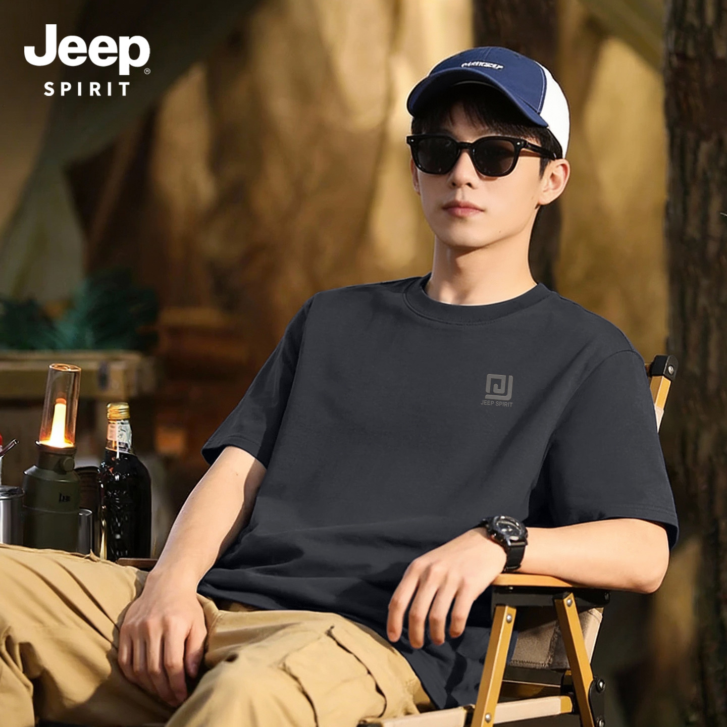 JEEP吉普短袖男t恤2026新款夏季纯棉衣服男款大码宽松男士打底衫