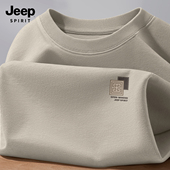t恤男春季 圆领内搭打底衫 男款 JEEP吉普纯棉长袖 休闲宽松男士 上衣X
