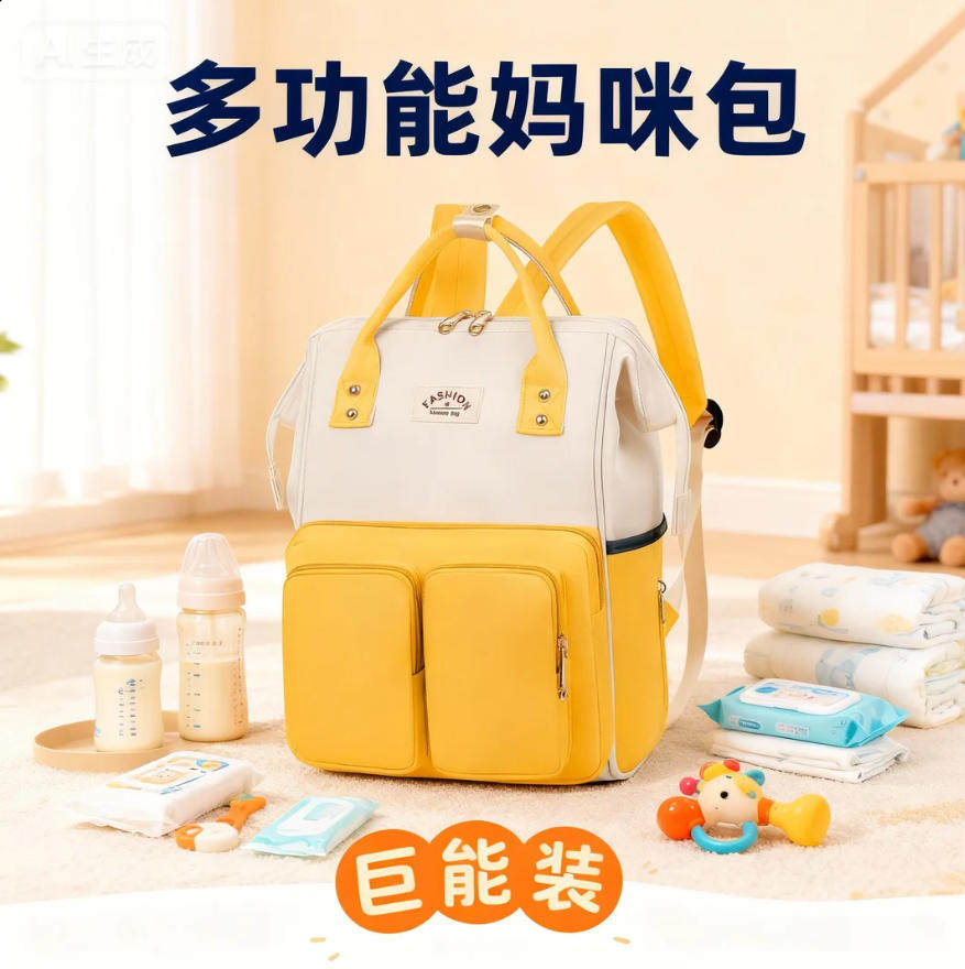 新款大容量妈咪包双肩背包时尚母婴包多功能妈妈外出宝妈包待孕包