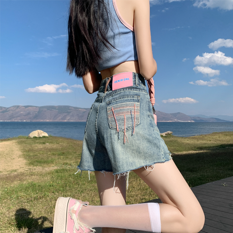 高腰牛仔短裤女夏季薄款2025年新款小个子百搭a字超短热裤子夏天