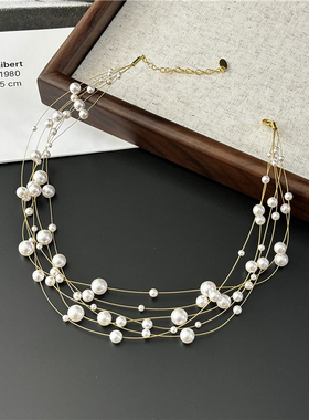 【羊家】一眼沦陷！满天星珍珠项链 锁骨链~女