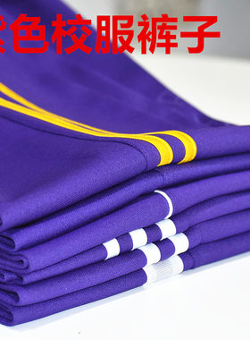 紫色螺纹收口校服长裤中小学初高中生春秋宽松休闲裤运动校服包邮