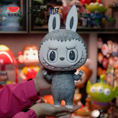 泡泡玛特 POP MART LABUBU MEGA 素描400% 黑白大娃潮流公仔手办