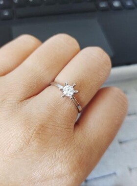 纯银S925六爪锆石王冠戒指个性时尚潮流生日礼物指环
