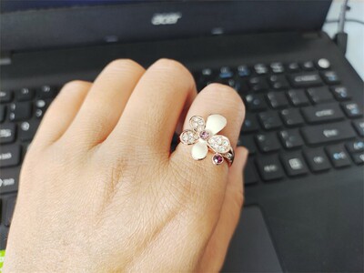 清仓威妮华比拉正品五叶花水钻优雅时尚食指女款戒指指环
