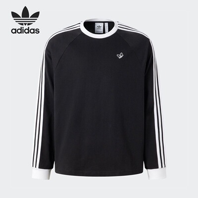 adidas originals 条纹宽松圆领套头运动长袖T恤男款 JY3458