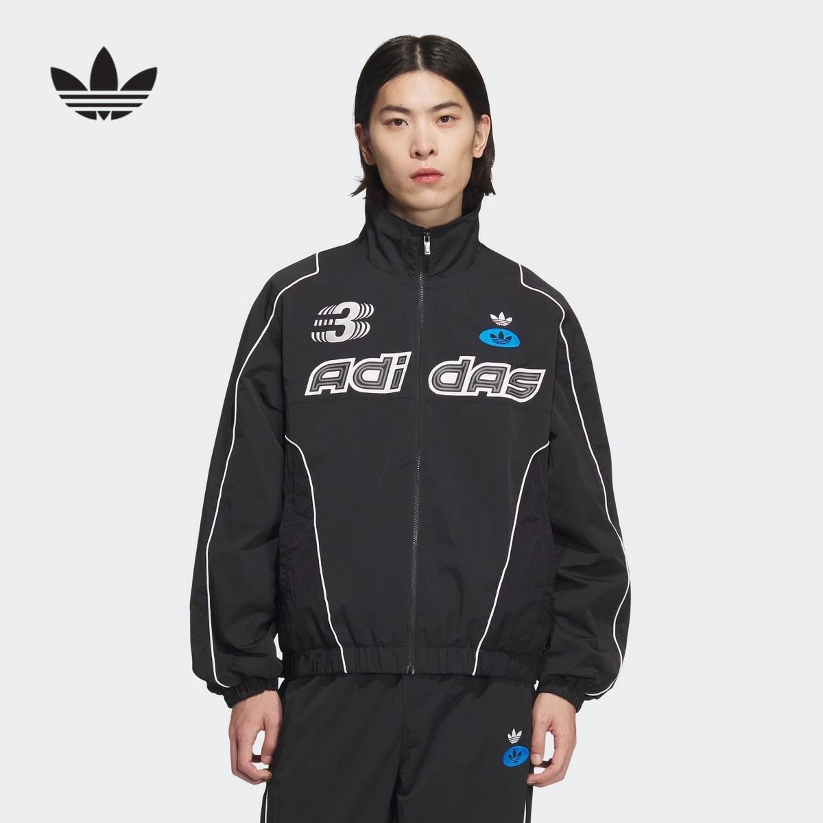 adidas originals 舒适透气运动休闲立领夹克外套男款JM8033