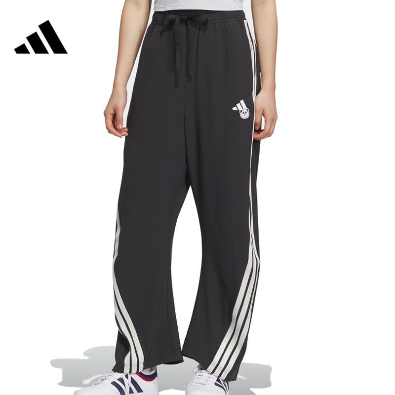 adidas  时尚速干宽松系带条纹休闲裤 女款 KC1492