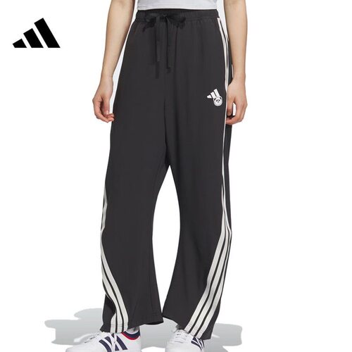 adidas  时尚速干宽松系带条纹休闲裤 女款 KC1492