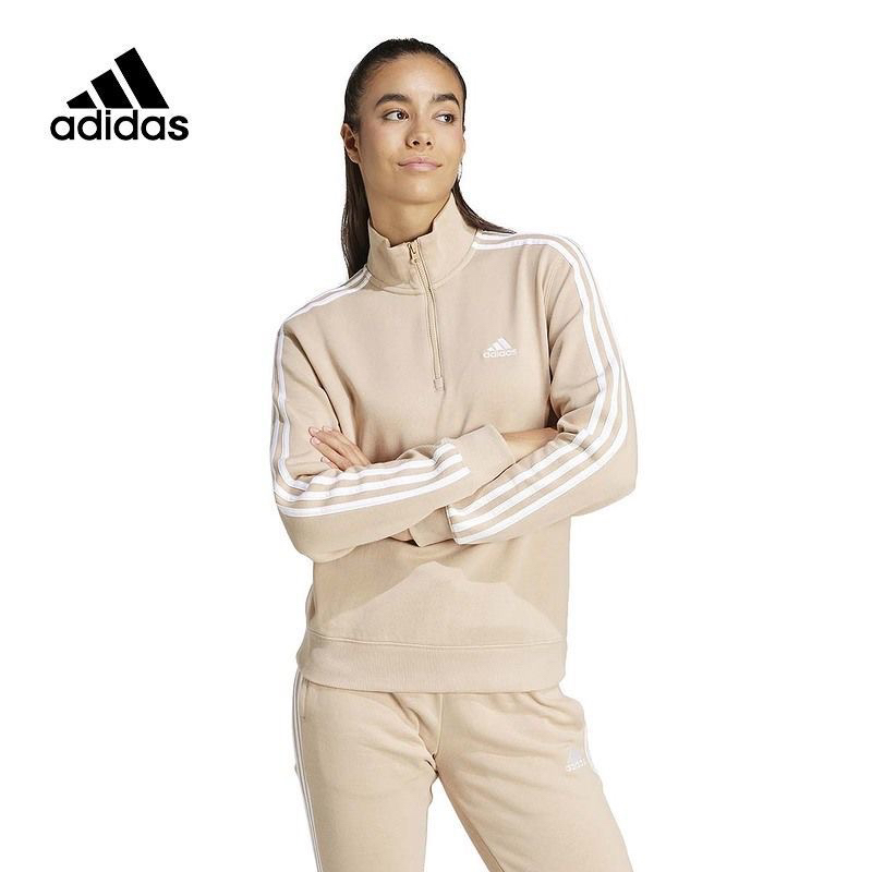 Adidas 三条纹运动休闲立领半开襟拉链条纹学院风卫衣女款 IR6066
