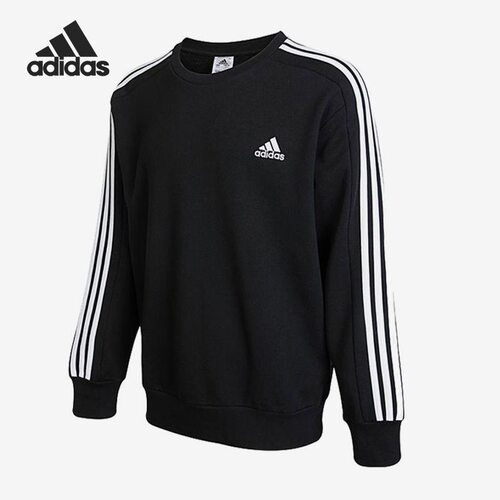 adidas ESSENTIALS Logo刺绣条纹运动休闲男子卫衣 IC9317