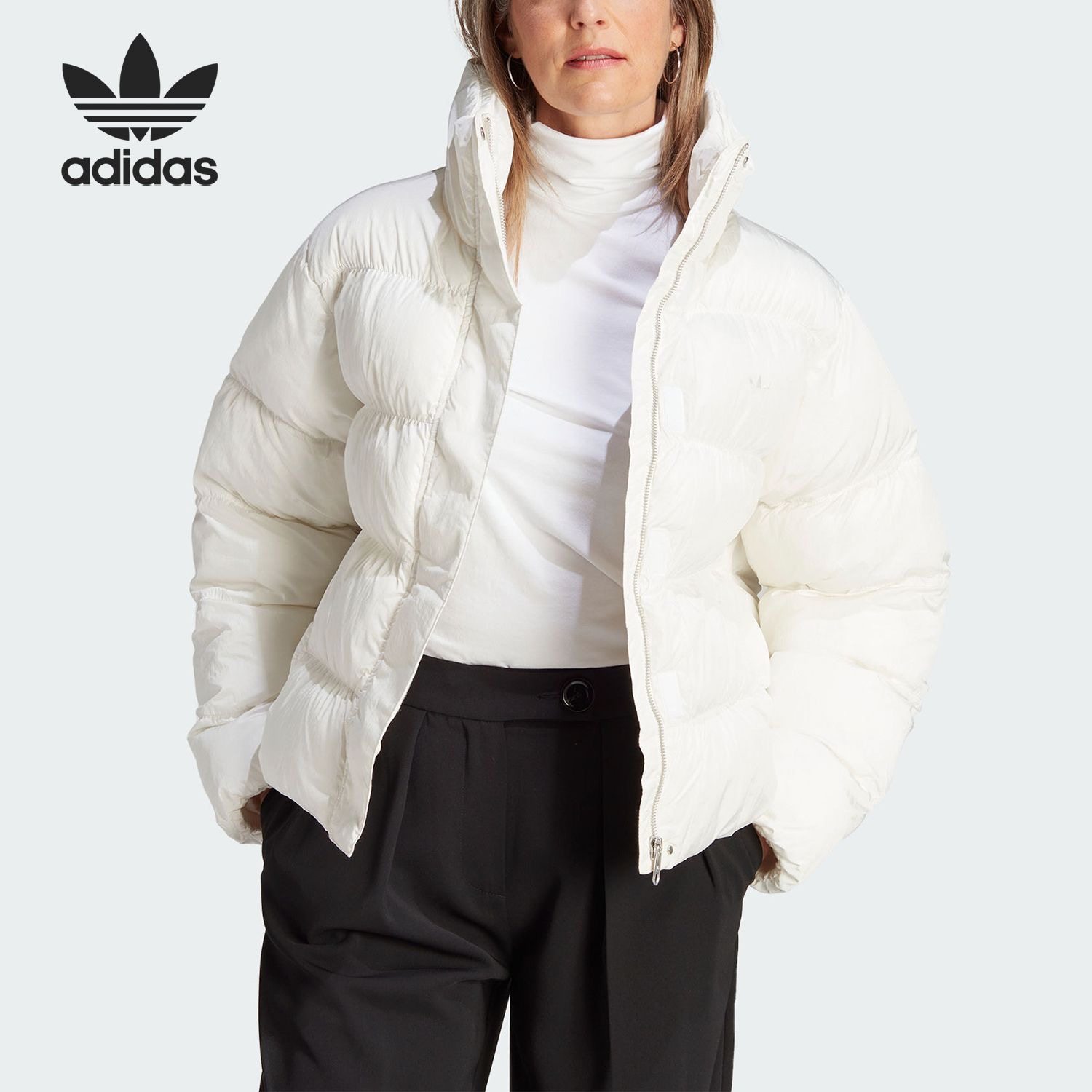 adidas originals 纯色立领长袖面包棉服 女款 IJ8236,运动服/休闲服装,运动棉衣,淘宝优惠券,粉丝福利购,淘宝优惠卷