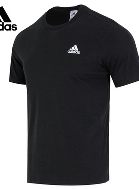 adidas 美式复古印花休闲运动舒适透气圆领短袖T恤 男款 IC9282