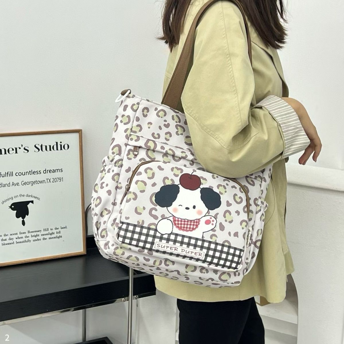 大容量斜挎包女初中生高中生女生单肩补课小学生补习手提袋拎书袋