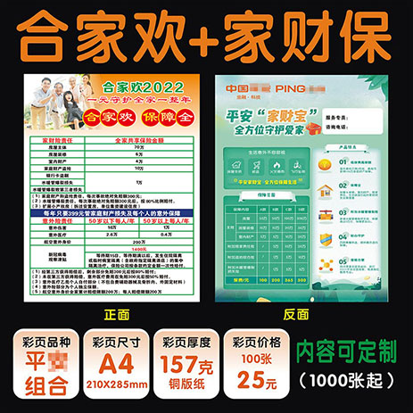 新版保险合家欢设计印刷a4彩页
