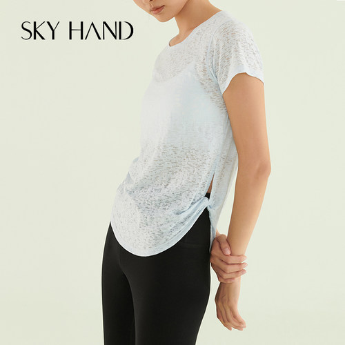 skyhand薄款吸湿透气瑜伽运动t恤