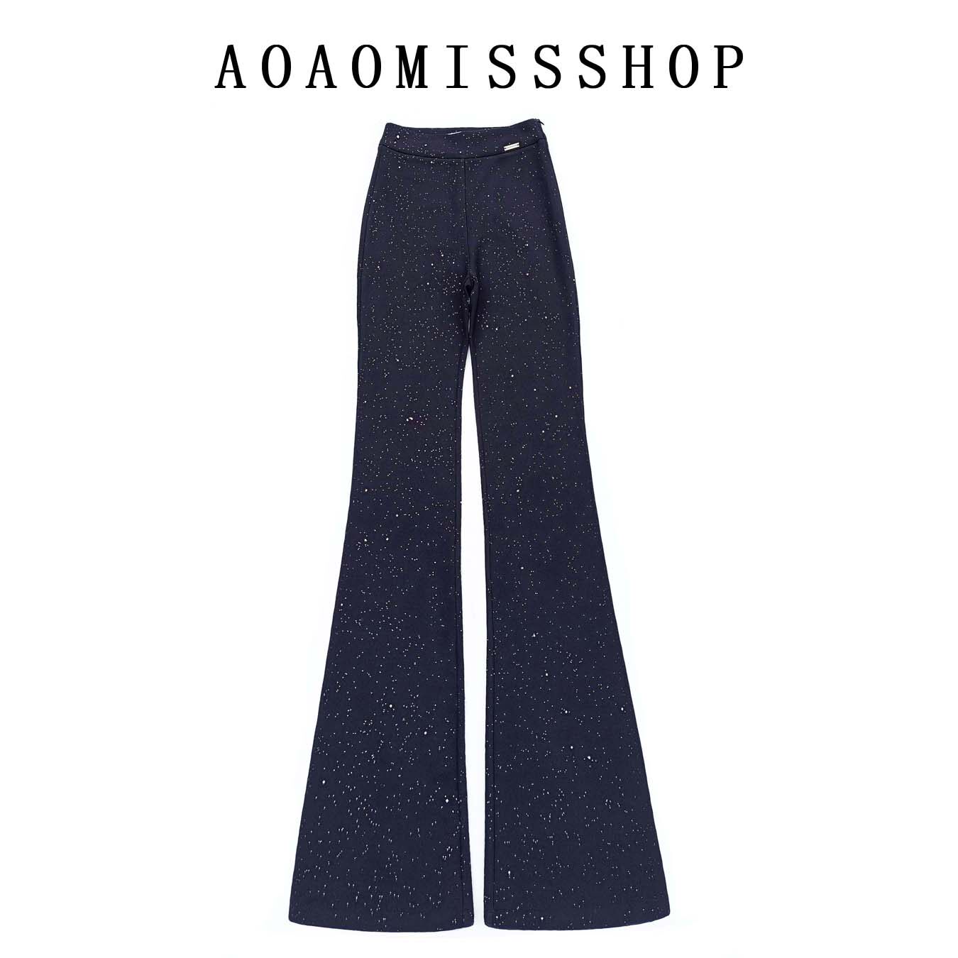 AOAOMISSSHOP 【2种厚度】2026新款微喇叭裤亮闪显瘦神裤长裤