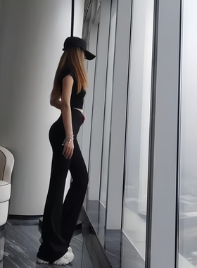 春夏【侧拉链微喇叭】AOAOMISSSHOP 黑色西装裤 销量几万+