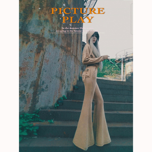 阔腿喇叭裤 女新款 洋气时尚 两件套 连帽卫衣套装