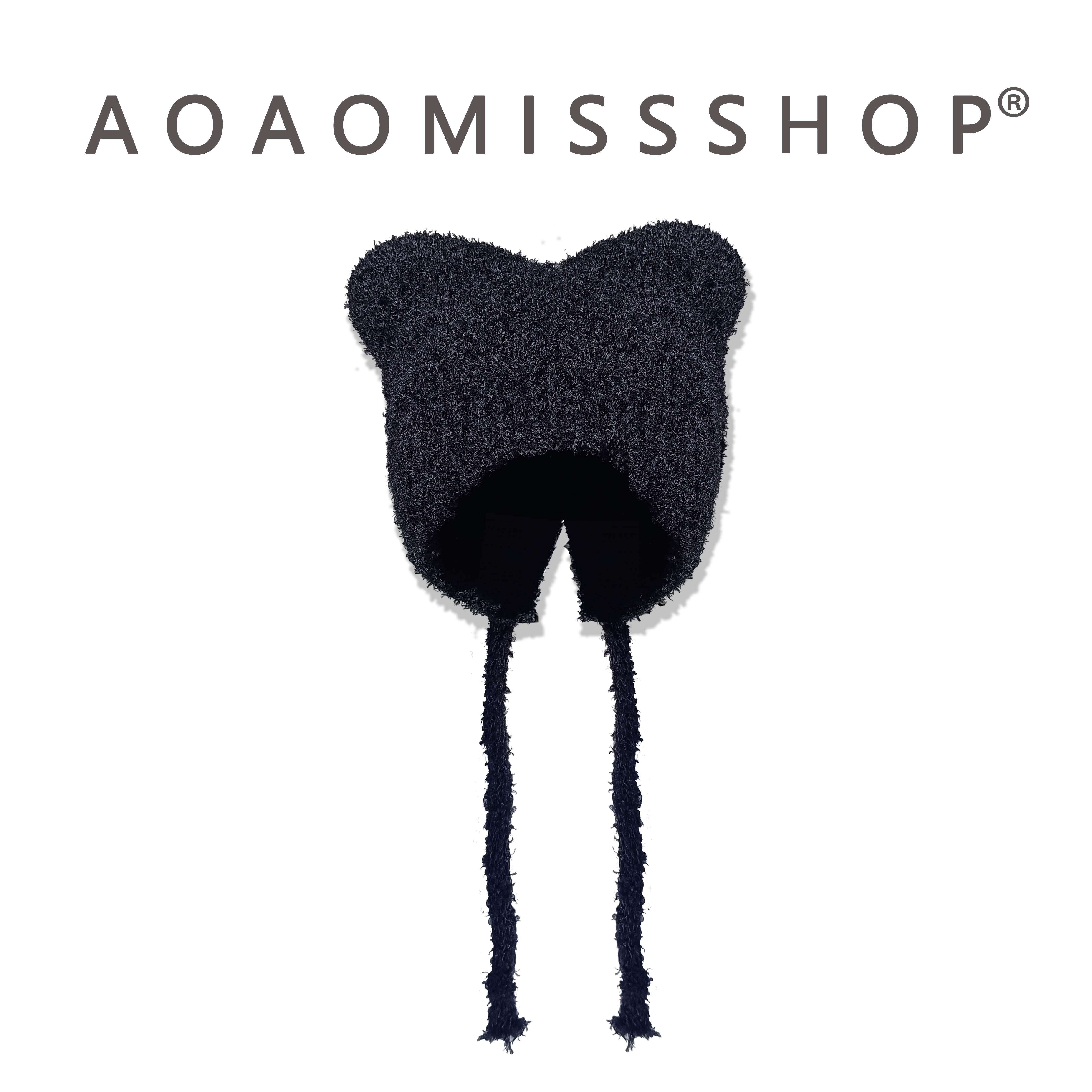 【耳朵毛绒帽子】AOAOMISSSHOP鳌鳌家/秋冬保暖毛织帽耳朵软绒帽