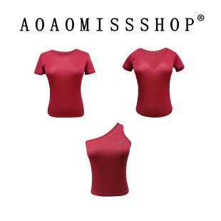 【3款超薄枣红色上衣】AOAOMISSSHOP鳌鳌家百搭修身显瘦薄款T恤