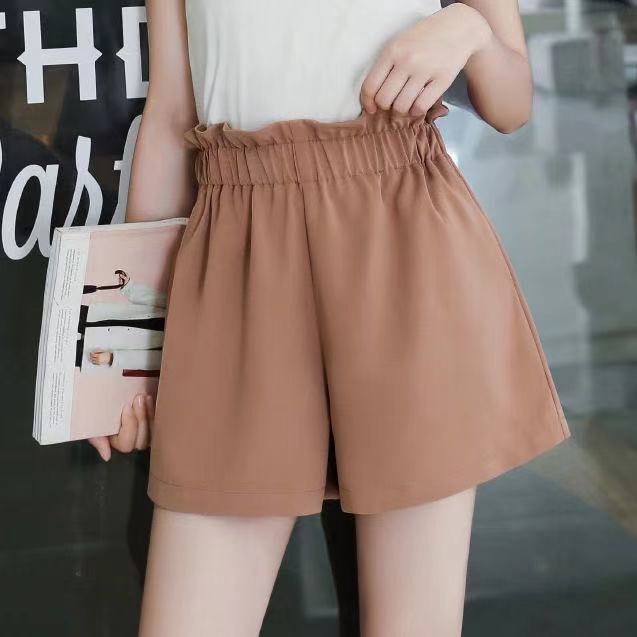 Flower bud wide leg shorts women's new summer wear show thin high waist Korean loose black casual shorts women's fashion