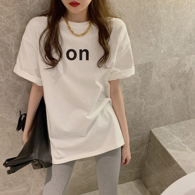 Cotton Hong Kong Style printed short sleeve T-shirt for women