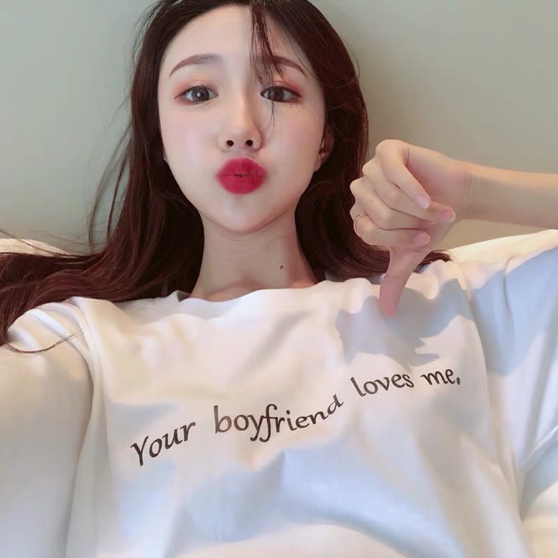 20201 summer new letter short sleeve regular T-shirt women's Korean loose fit student top