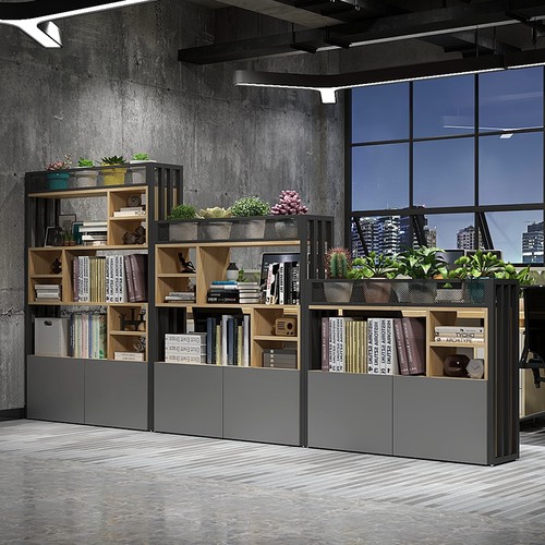 铁艺木质双面隔断办公室储物柜