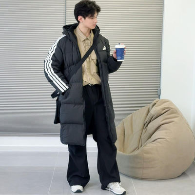 Adidas阿迪达斯羽绒服男款长款25冬季新款运动服连帽保暖羽绒外套
