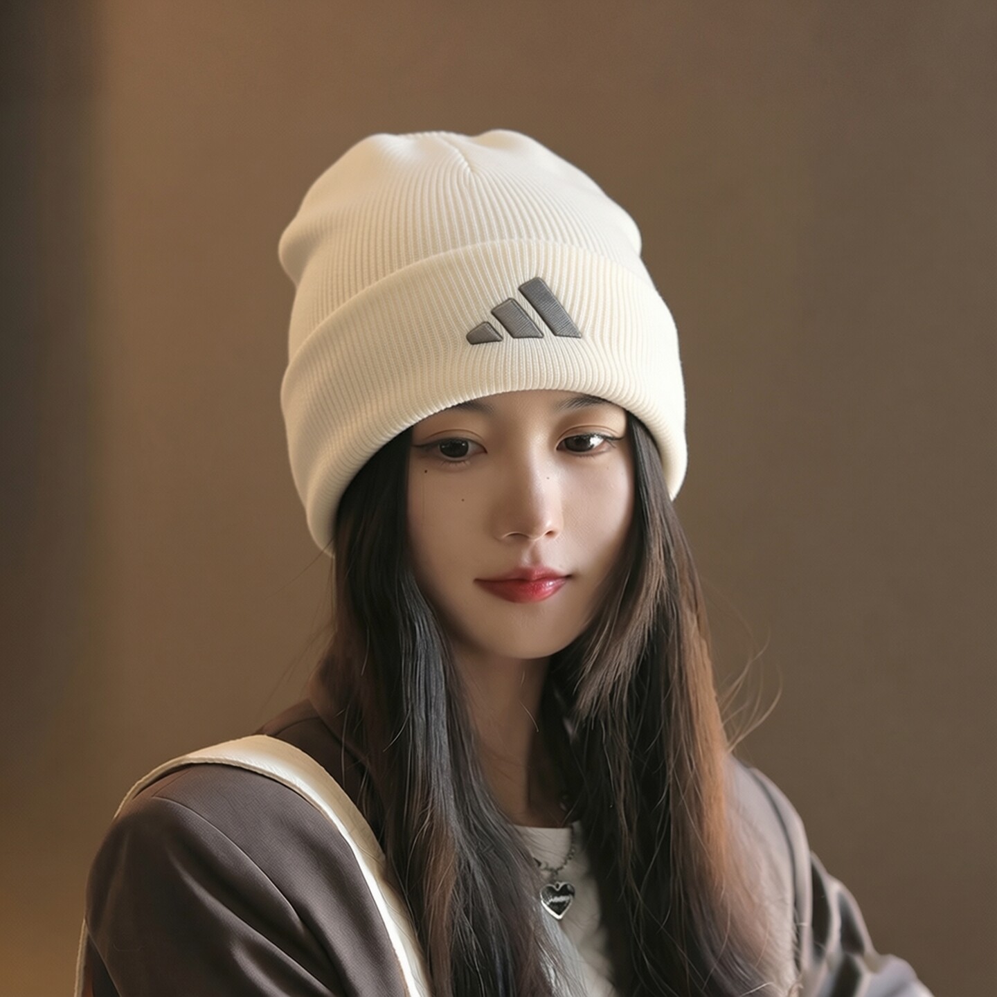 Adidas阿迪达斯官方正品女款冷帽秋季骑行保暖毛线男白色针织帽子