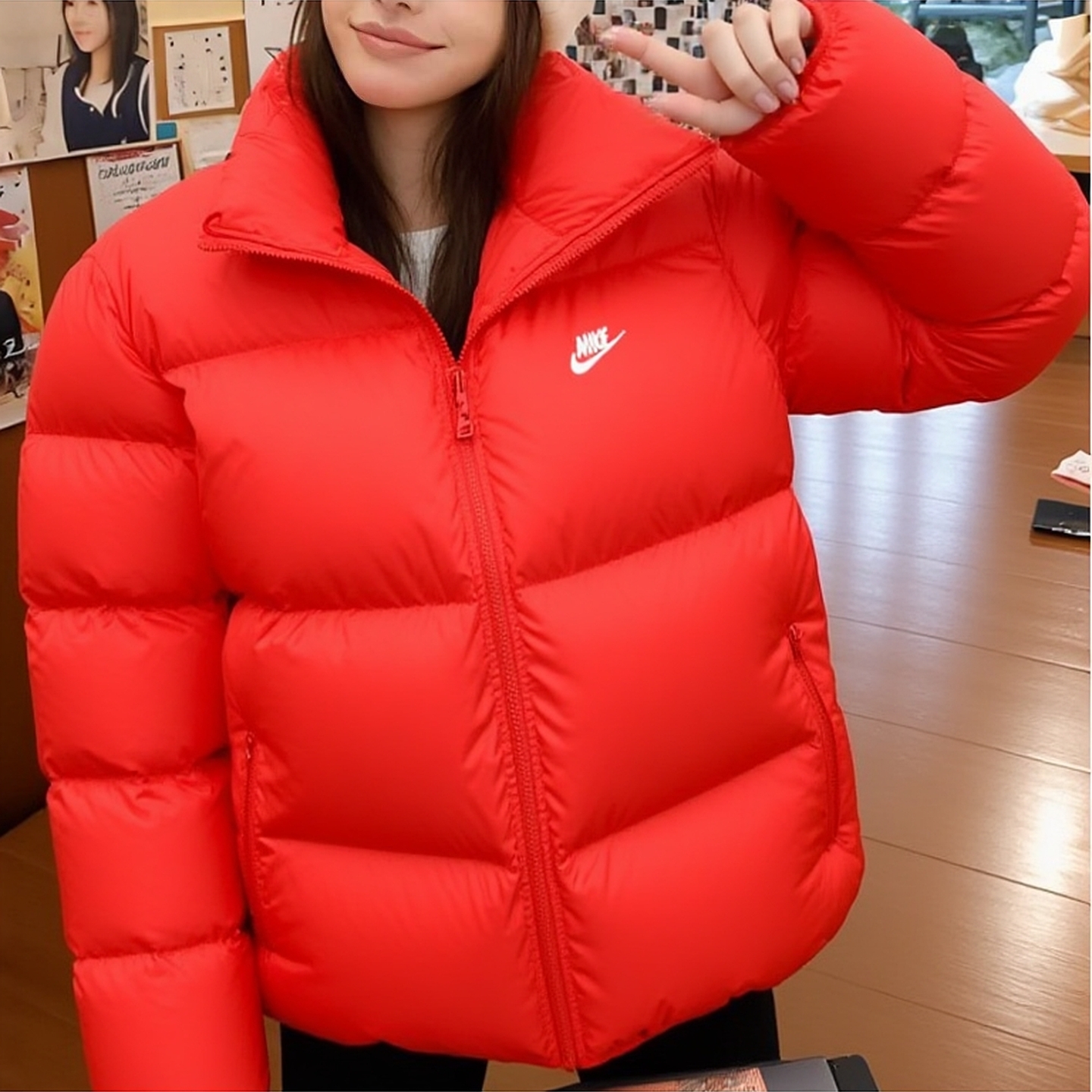 Nike耐克羽绒服男女款2025冬季新款红色官网正品保暖立领夹克外套