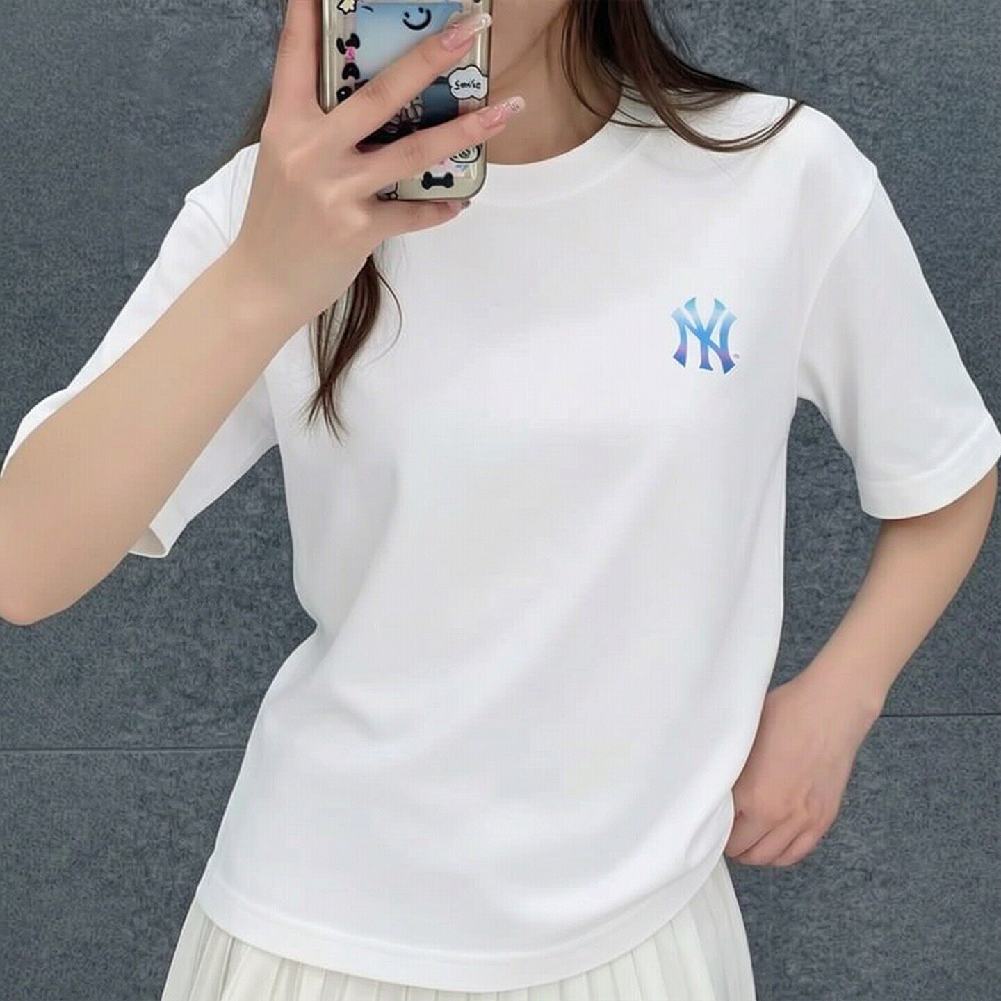 MLB女装白色舒适透气简约运动短袖夏季新款户外透气时尚休闲T恤女
