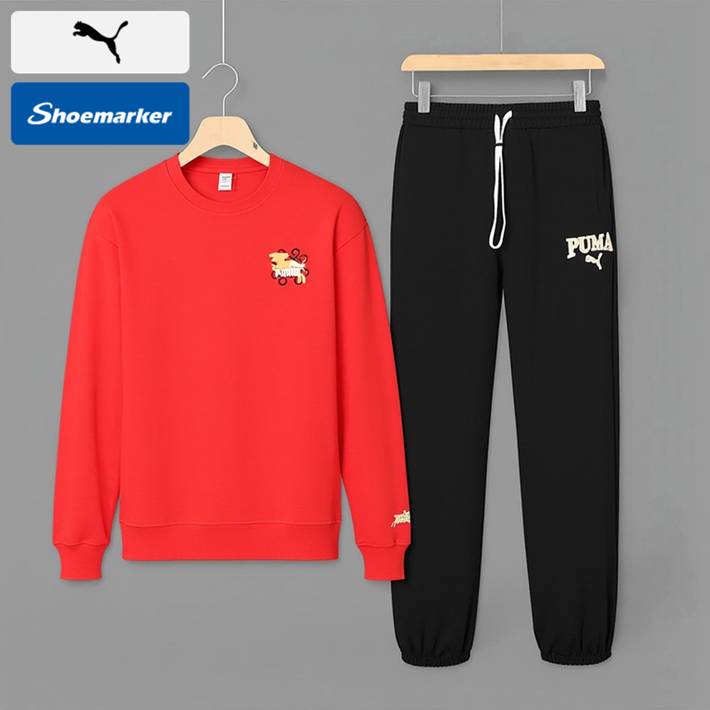 Puma彪马官方正品套装男装时尚简约休闲运动保暖套头衫长裤两件套