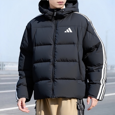 Adidas阿迪达斯羽绒服男款2025新款冬季保暖修身防风连帽羽绒外套