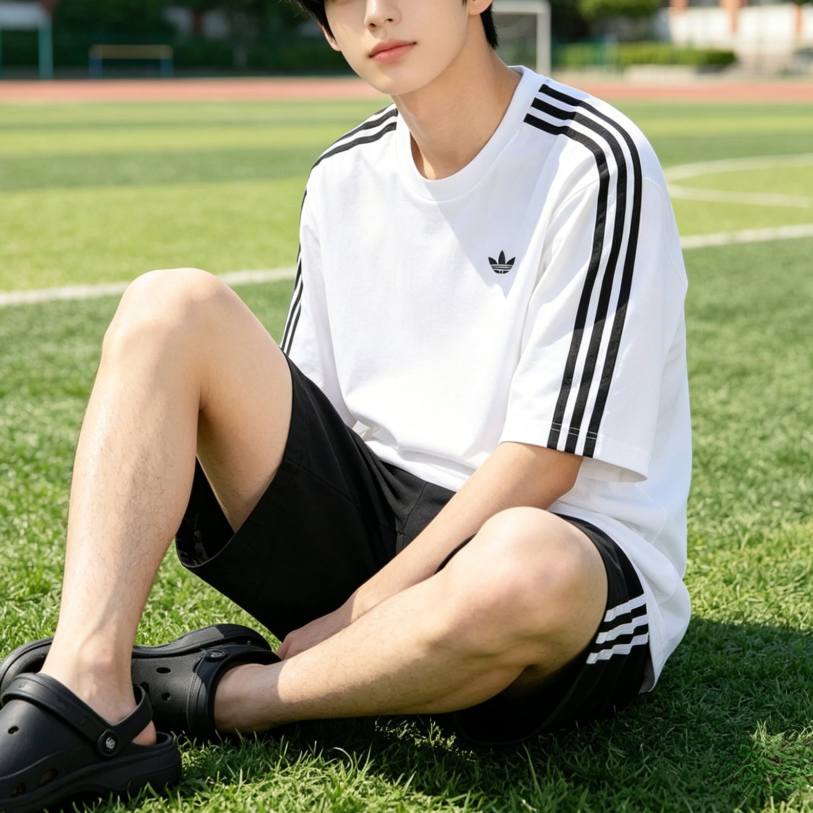 阿迪达斯三叶草三条纹短袖男装2026夏季新款圆领T恤运动服KG6