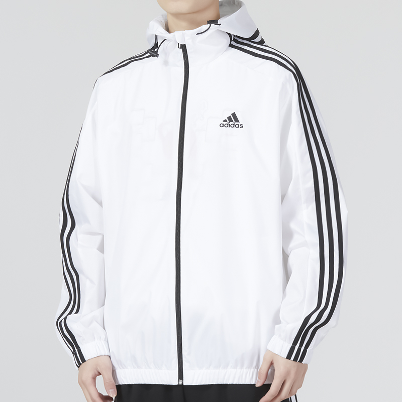 Adidas阿迪达斯防风衣男装2024春季新款运动服连帽梭织夹克外套