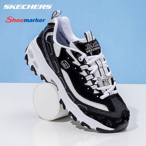 Skechers斯凯奇女鞋夏季款透气网面钻石熊猫鞋厚底显高运动休闲鞋