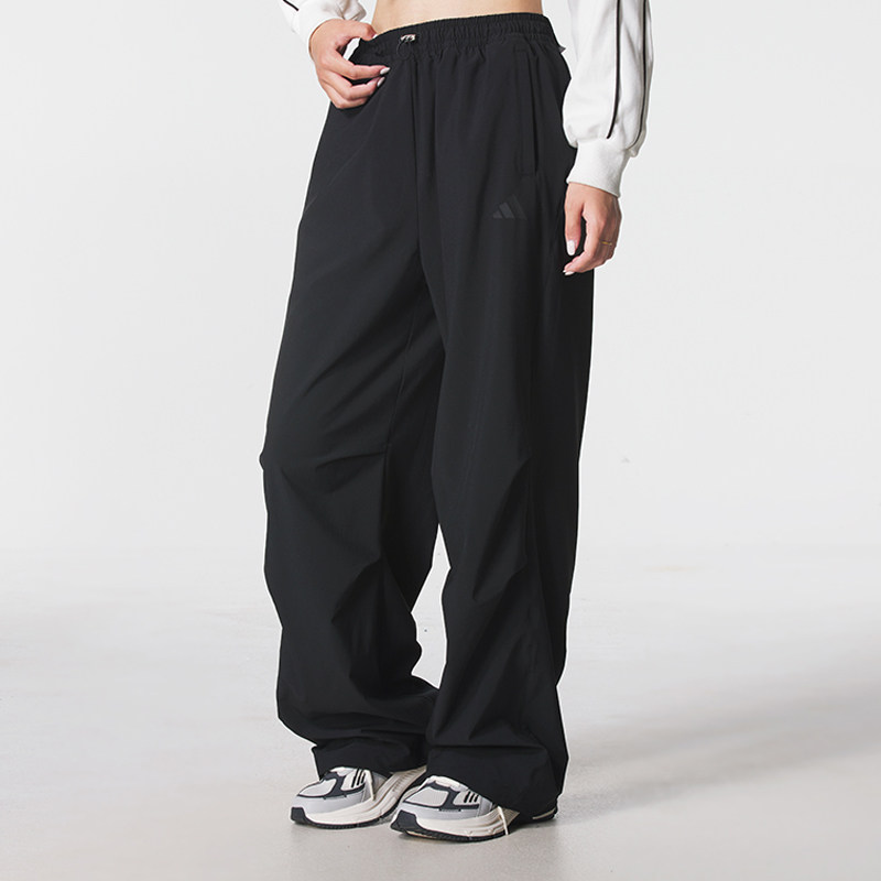 阿迪达斯女裤2025新款秋季透气快干长裤直筒裤宽松户外运动休闲裤