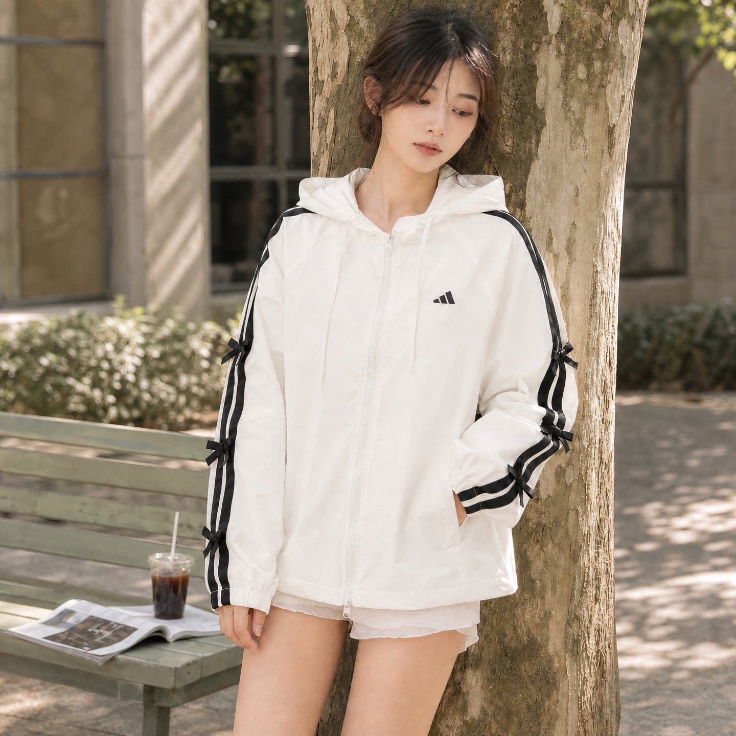 阿迪达斯女装连帽外套Adidas官方正品运动服2026新款秋季休闲夹克