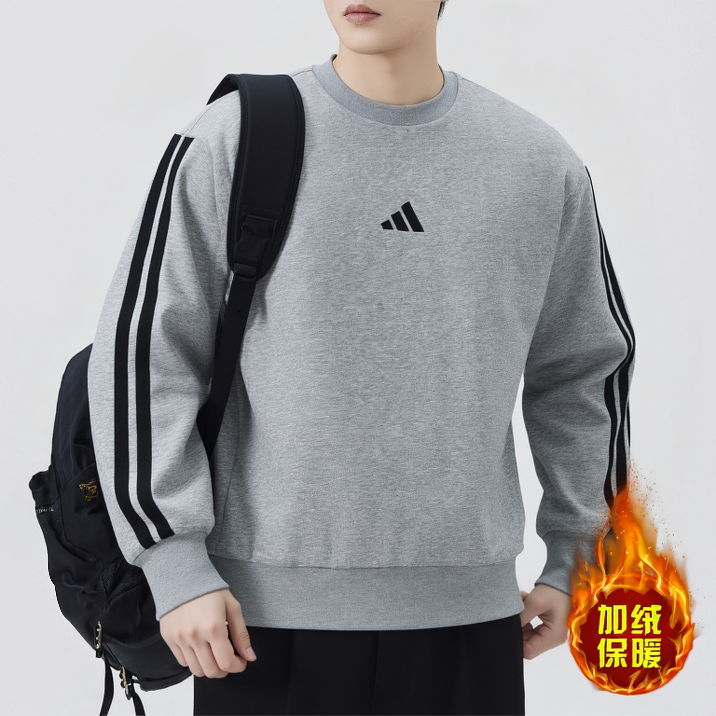 阿迪达斯男装卫衣25冬季新款运动服健身训练潮流休闲套头衫JE6308