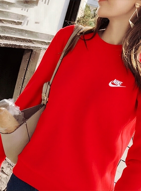 NIKE耐克官方正品套头衫女装马年新款本命年红色圆领卫衣FN3889